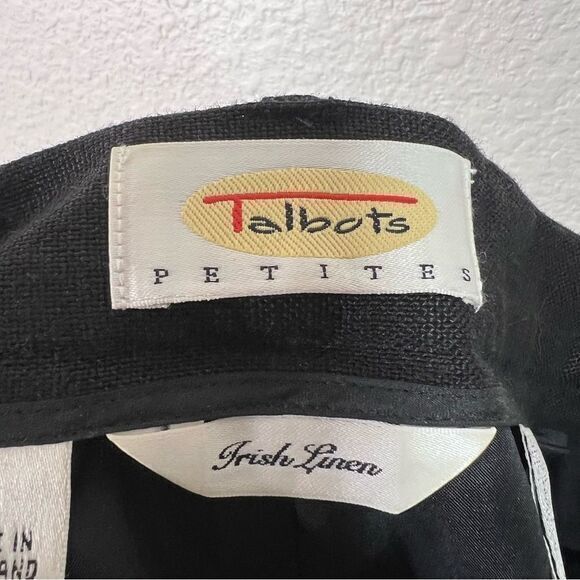 Talbots Womens Dress Pants Pleated Irish Linen Work Office Casual Black Petite 8 - Picture 5 of 9